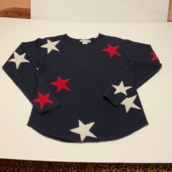 Rachel Zoe Cashmere Blend Star Print Sweater Size XS. Navy, red and white tswift - Picture 9 of 9